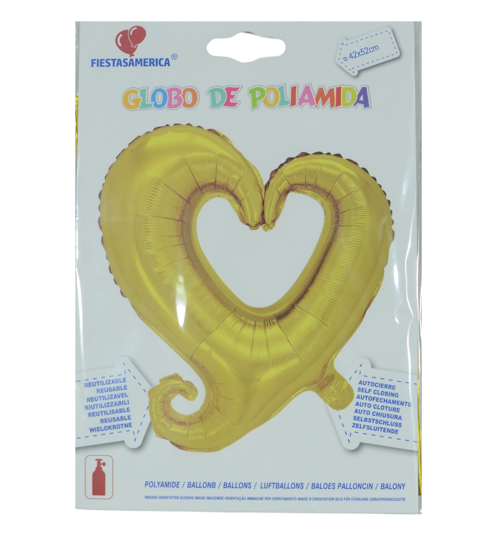 Globo Foil Corazon Armable Dorado