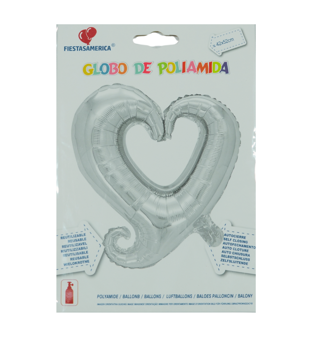 Globo Foil Corazon Armable Plateado
